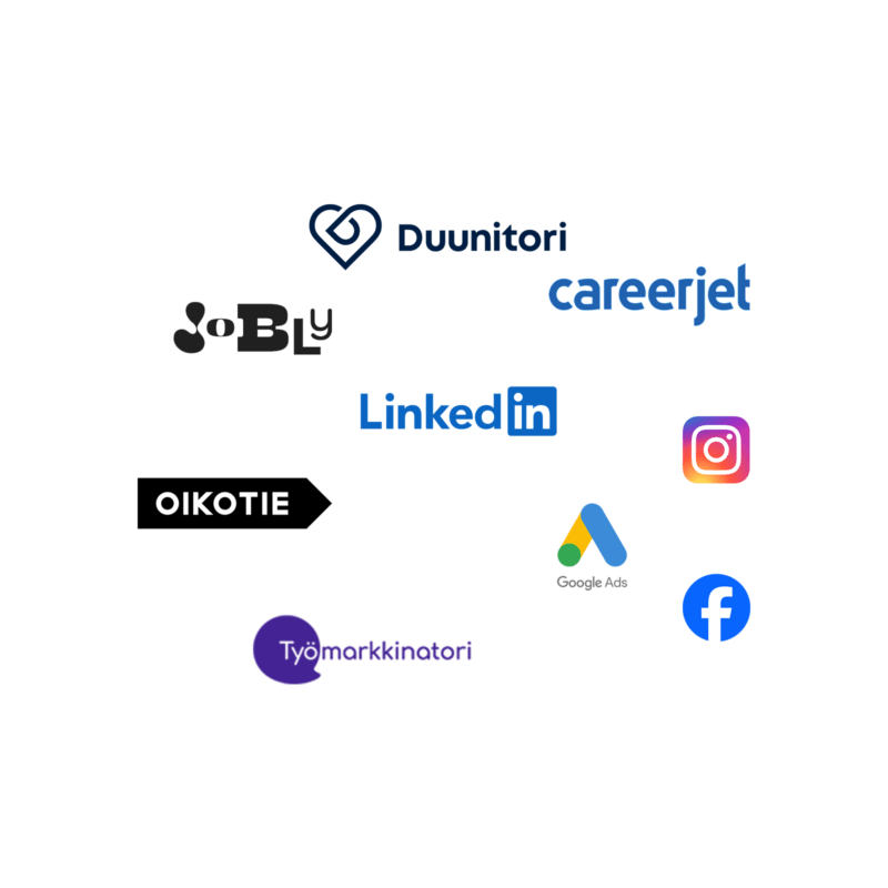Numerous logos of job portals and social media platforms available via the Job Portal Hub